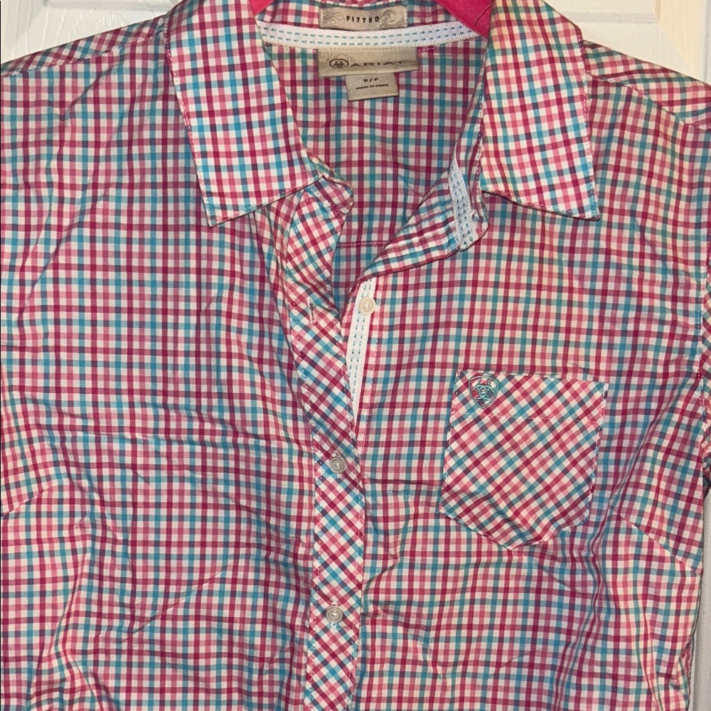 Ariat Red and Blue Casual Button Down Shirt